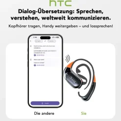 HTC NE27 Open-Ear-Übersetzungs-Ohrhörer, unterstützt Übersetzer für 135 Sprachen