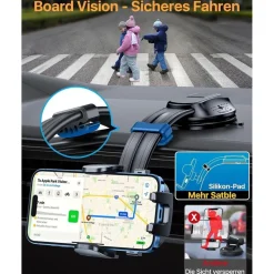 HTU Kfz Handyhalterung Auto mit Saugnapf & Lüftung, biegsamer Arm, 360°