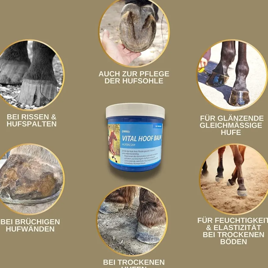 Hufpflege Set - Huföl Pferde mit Pinsel + Strahlpflege + Hufbalsam