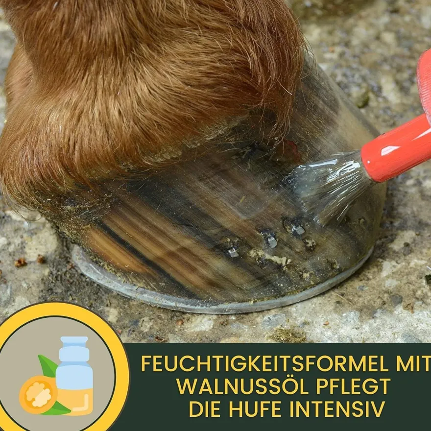Hufpflege Set - Huföl Pferde mit Pinsel + Strahlpflege + Hufbalsam