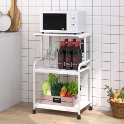 Huhote 3-stöckiger Druckerständer mit Rollen, Metall Druckerwagen für Büro