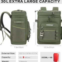 Hulongo Großer Wasserdichter Isolierter Kühlrucksack, Auslaufsicher & Faltbar