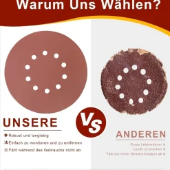 Huopueit 40 Stück Schleifpapier 225mm Klett, 10 Loch, Körnung 400 für