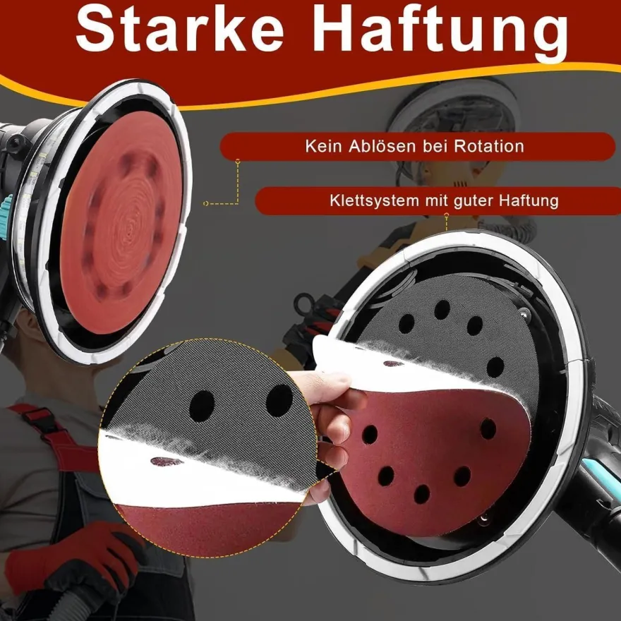 Huopueit 40 Stück Schleifpapier 225mm Klett, 10 Loch, Körnung 400 für