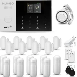 HXA005 4G Alarmanlage fürs Haus mit 9x Bewegungssensor, 9x Fensteralarm, App. TUYA