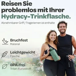 Hydracy Trinkflasche 2L mit Strohhalm und Zeitmarkierung - BPA-frei