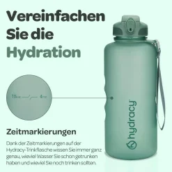 Hydracy Trinkflasche 2L mit Strohhalm und Zeitmarkierung - BPA-frei