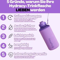 Hydracy Trinkflasche mit Fruchteinsatz, 2L, BPA-frei, mit Zeitmarkierung
