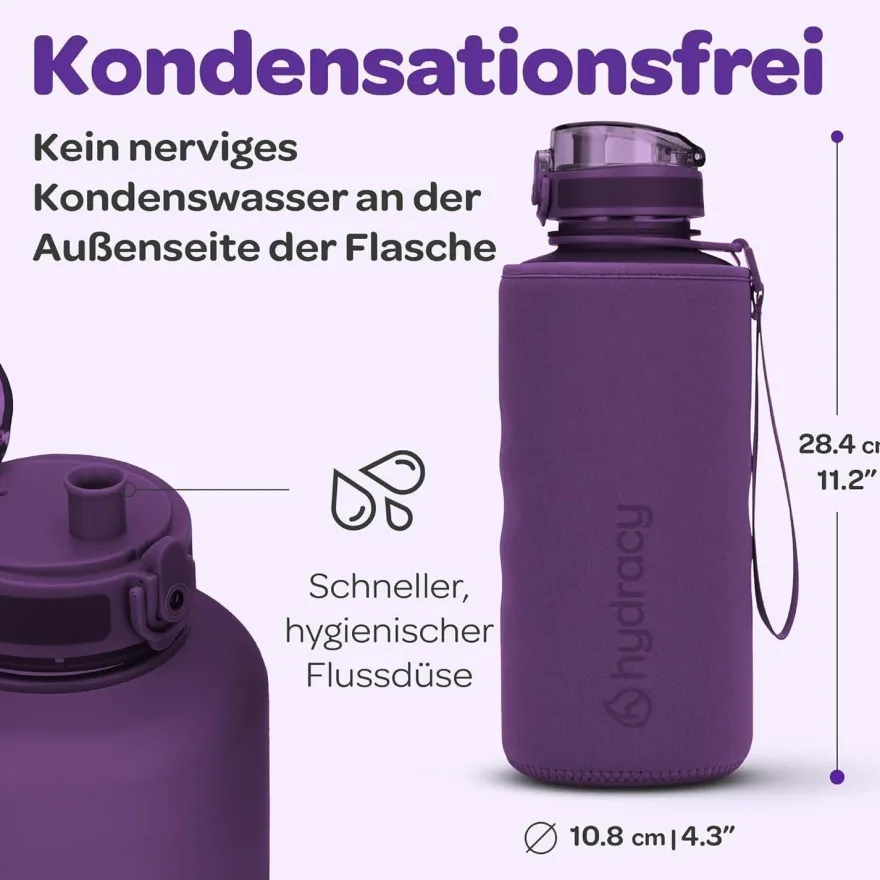 Hydracy Trinkflasche mit Fruchteinsatz, 2L, BPA-frei, mit Zeitmarkierung