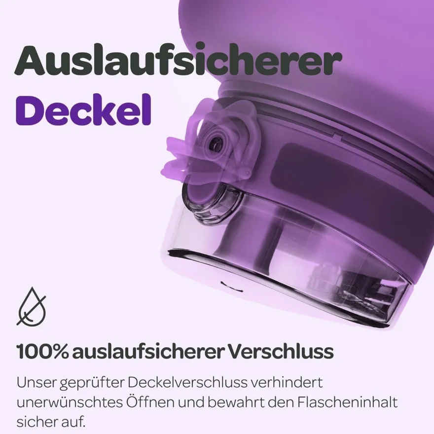 Hydracy Trinkflasche mit Fruchteinsatz, 2L, BPA-frei, mit Zeitmarkierung