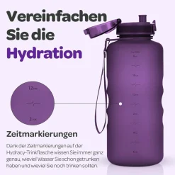 Hydracy Trinkflasche mit Fruchteinsatz, 2L, BPA-frei, mit Zeitmarkierung