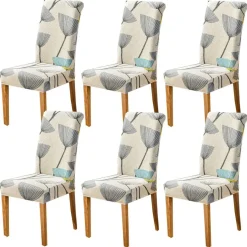 Hzdhclh Stuhlhussen 6 Stück, elastisch, modern, universell, Stretch-Schutz für