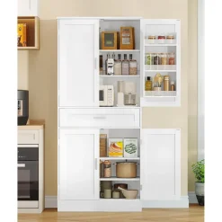 Hzuaneri Buffetschrank mit 4 Türen, 1 Schublade und 6-stufigem