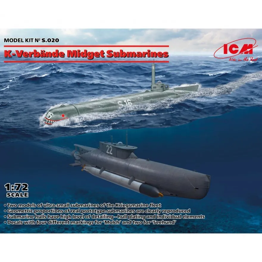 ICM - K-Verbände Midget Submarines (Seehund und Molch) - 1:72 - 20 Teile