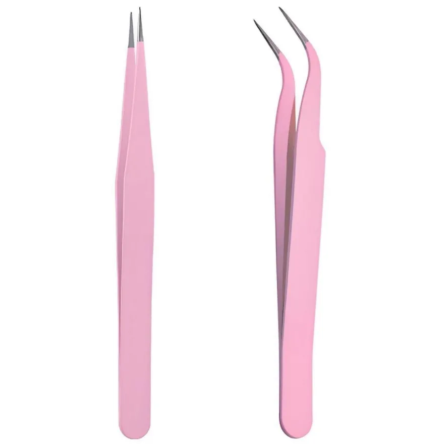 iCovalescent Pinzetten-Set Gerade und Gebogen Edelstahl Augenbrauen Gesichtshaar