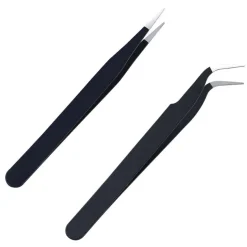 iCovalescent Pinzette Set Edelstahl Augenbrauen Haare Schwarz 11,5cm