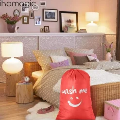 Ihomagic 120L Wäschebeutel aus 420D Nylon mit Smiley-Gesicht, faltbar, für