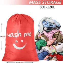 Ihomagic 120L Wäschebeutel aus 420D Nylon mit Smiley-Gesicht, faltbar, für