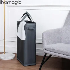 Ihomagic 45L Wäschekorb Schmal, Wäschesammler mit Griffen, Robustes Oxford