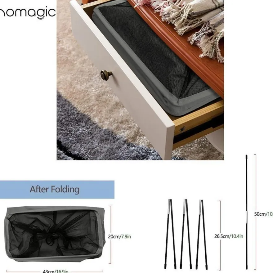 Ihomagic 45L Wäschekorb Schmal, Wäschesammler mit Griffen, Robustes Oxford