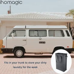 Ihomagic 45L Wäschekorb Schmal, Wäschesammler mit Griffen, Robustes Oxford