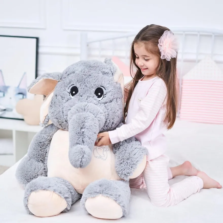 IKASA Großer Elefant Stofftier Riesenelefant Plüschtiere für Kinder, Grau, 100cm