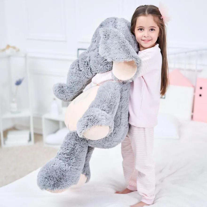 IKASA Großer Elefant Stofftier Riesenelefant Plüschtiere für Kinder, Grau, 100cm