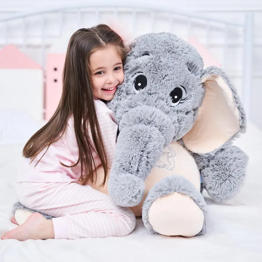 IKASA Großer Elefant Stofftier Riesenelefant Plüschtiere für Kinder, Grau, 100cm