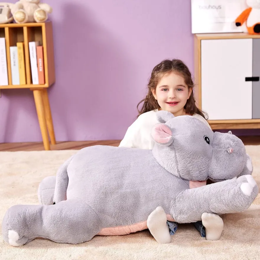 IKASA Großes Nilpferd Kuscheltier, 78cm Riesen Plüschtier, flauschig und weich