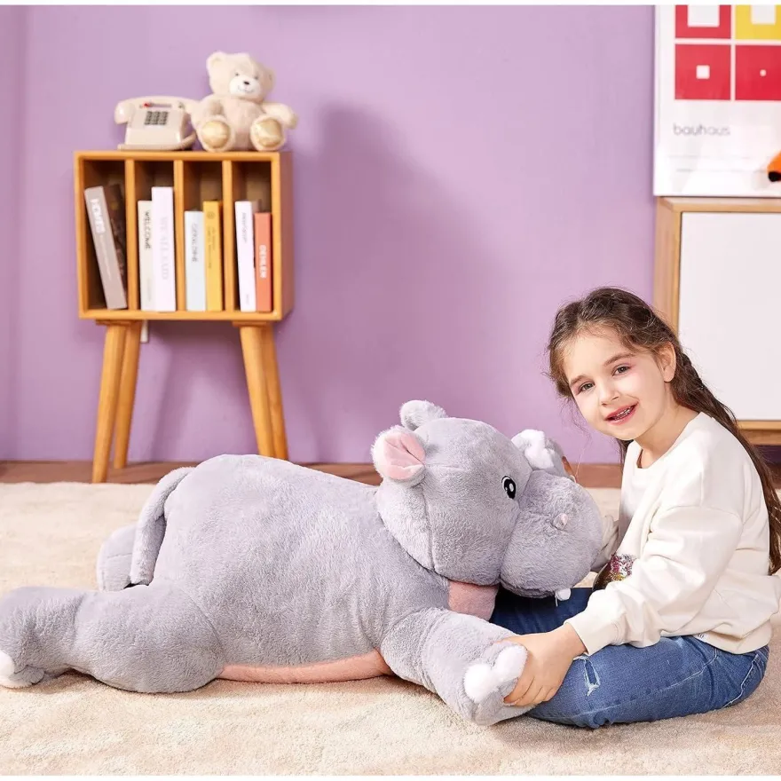 IKASA Großes Nilpferd Kuscheltier, 78cm Riesen Plüschtier, flauschig und weich
