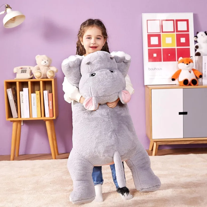 IKASA Großes Nilpferd Kuscheltier, 78cm Riesen Plüschtier, flauschig und weich