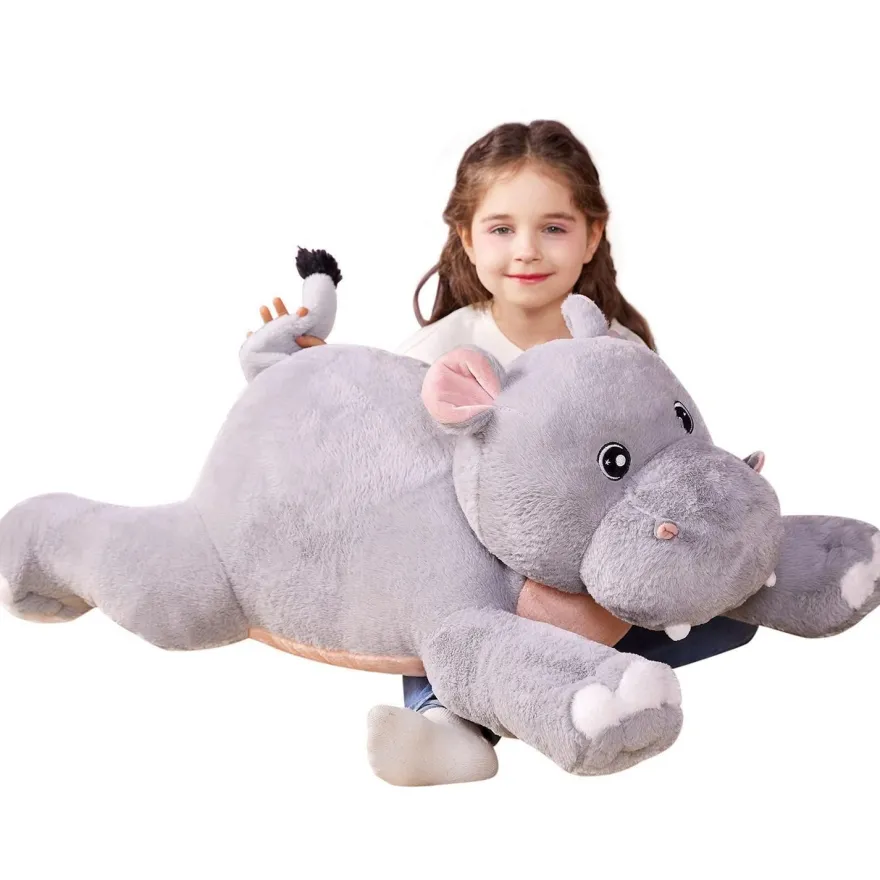 IKASA Großes Nilpferd Kuscheltier, 78cm Riesen Plüschtier, flauschig und weich