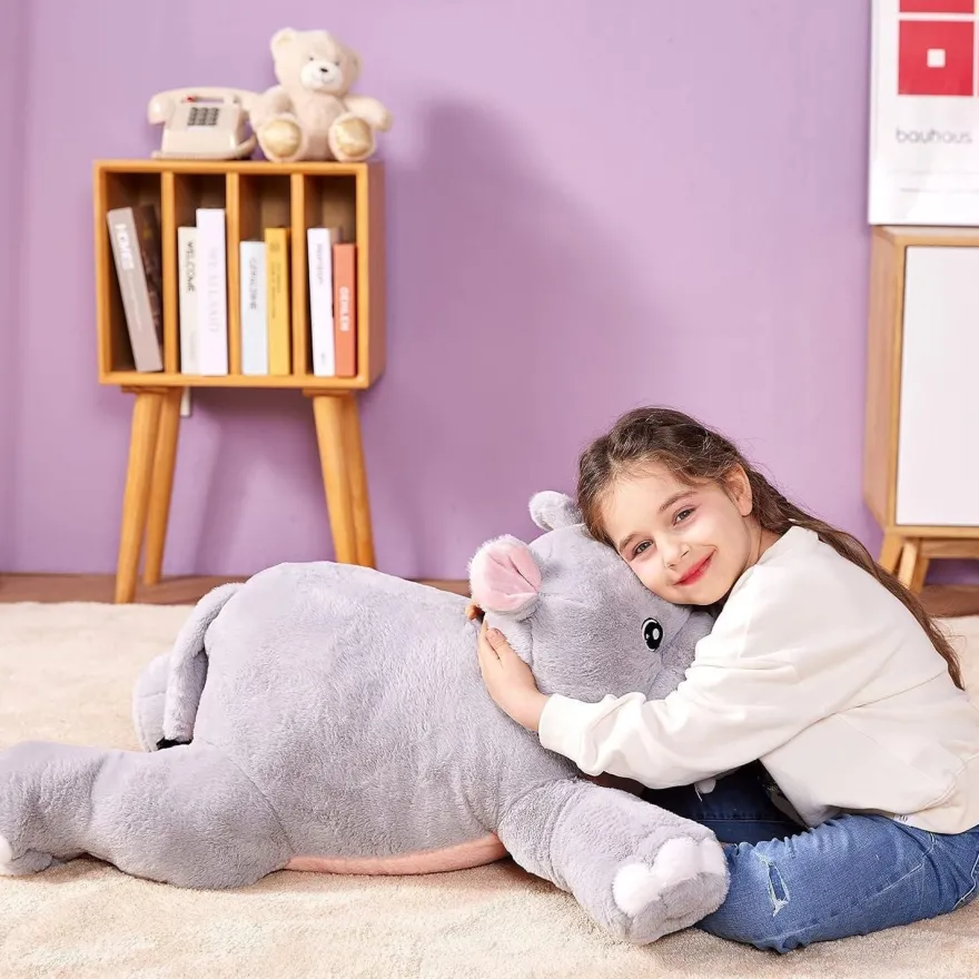 IKASA Großes Nilpferd Kuscheltier, 78cm Riesen Plüschtier, flauschig und weich