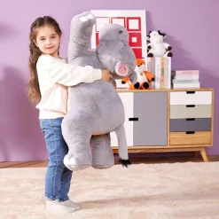 IKASA Großes Nilpferd Kuscheltier, 78cm Riesen Plüschtier, flauschig und weich