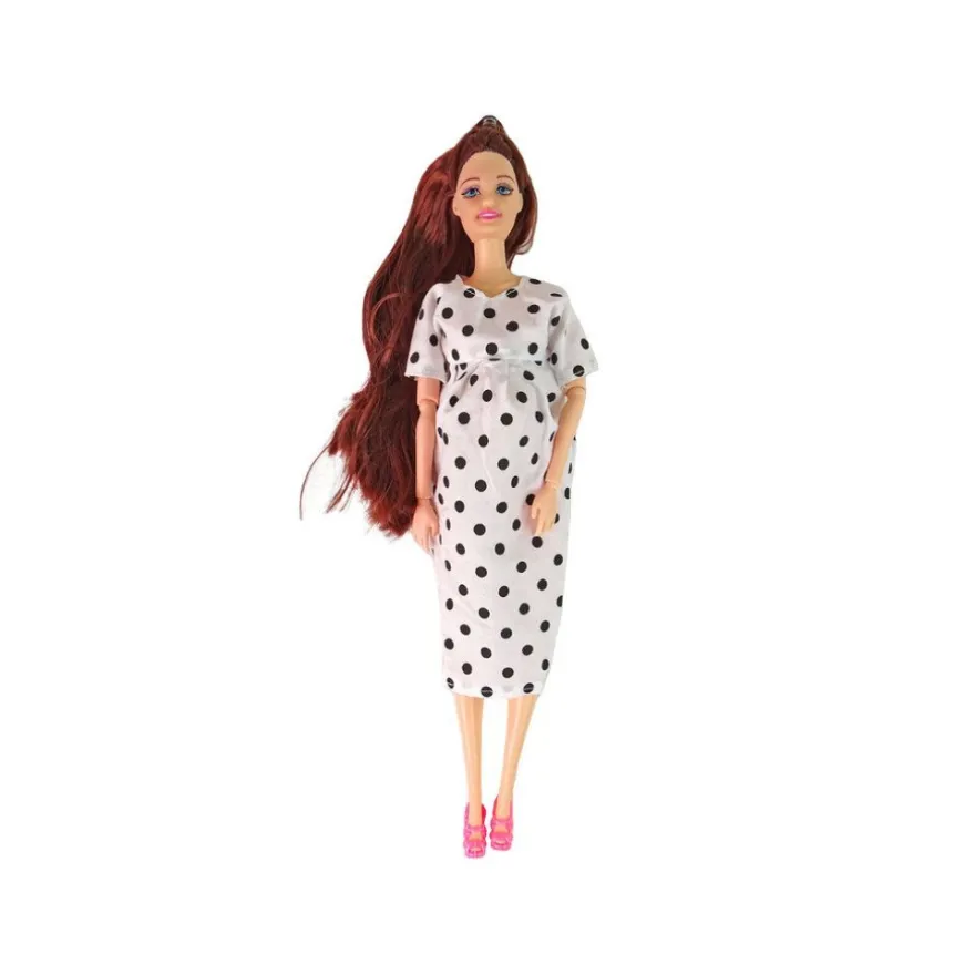 IMPORT Leantoys Schwangere Babypuppe Langes Haar Zubehör
