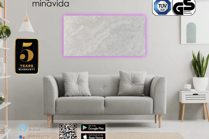 Infrarotheizung Minavida MV-500 Infrarot Heizkörper 500-1000 Watt Wandheizung