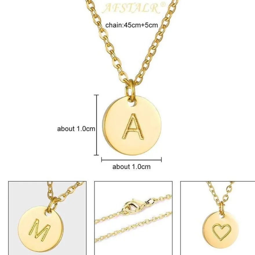 Initialen Kette Buchstaben Anhänger Gold/Rosegold/Silber Herz Halskette