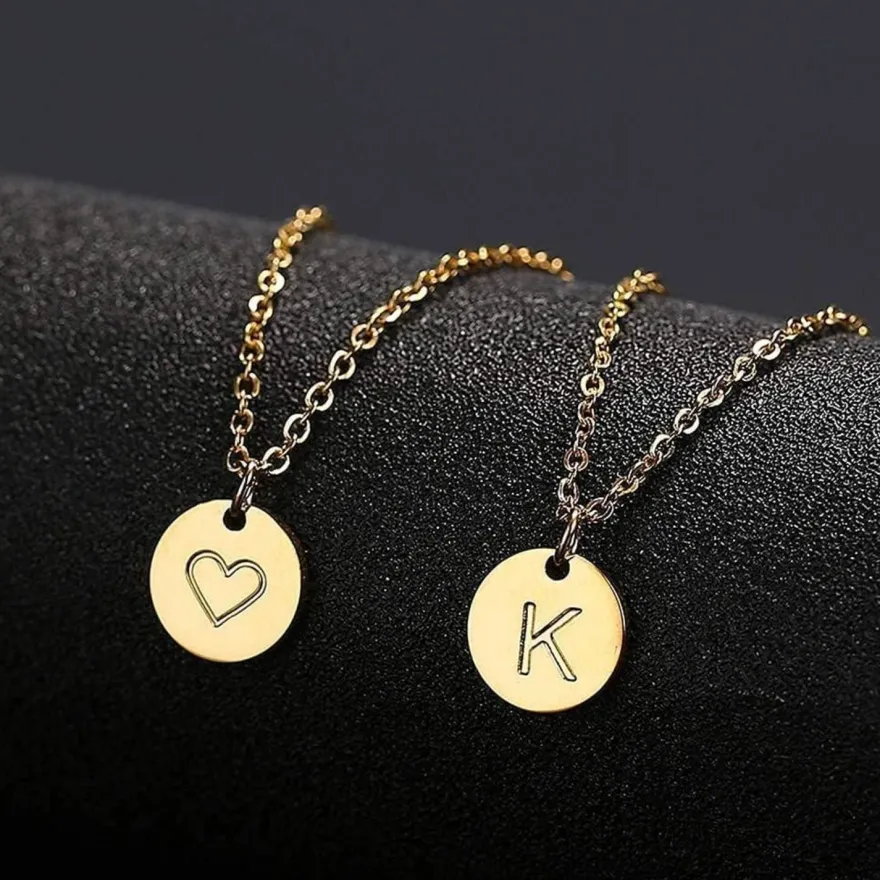 Initialen Kette Buchstaben Anhänger Gold/Rosegold/Silber Herz Halskette