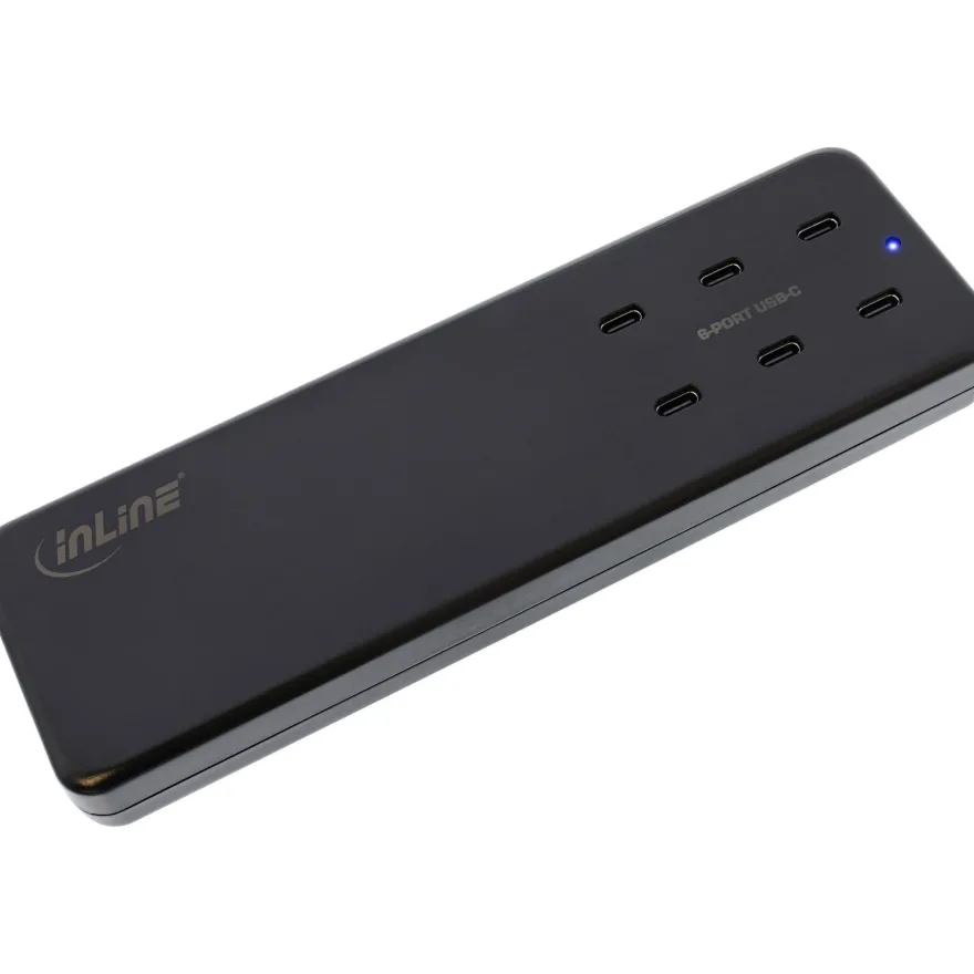 InLine® Multiport Netzteil, Ladegerät, 6x USB Typ-C, PD 3.0, GaN, schwarz