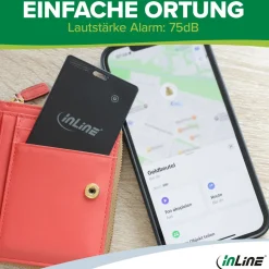 InLine® Wallet Finder, smarte Karte für die Geldbörse, Qi-Aufladung,100mAh, IPX5