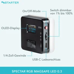 Instarter Mini LED Videoleuchte Studioleuchte magnetisch Magsafe RGB Videolicht
