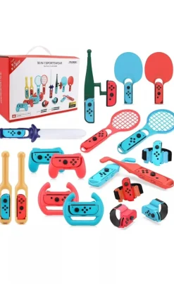 18in1 Switch Sport Zubehör Set kompatibel mit Nintendo Switch OLED Joy-Con Bundle