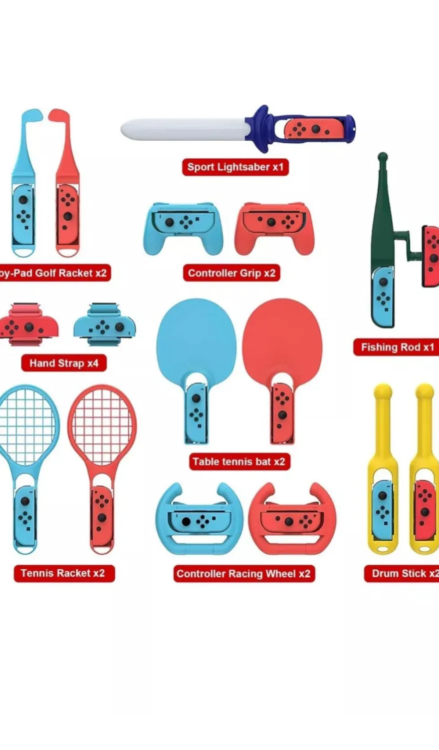 18in1 Switch Sport Zubehör Set kompatibel mit Nintendo Switch OLED Joy-Con Bundle