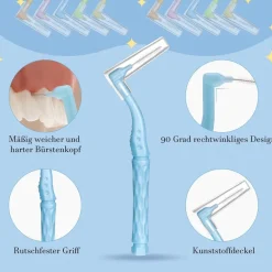 50 Interdentalbürsten L-Form in 5 Größen Rutschfester Griff für Zahnreinigung