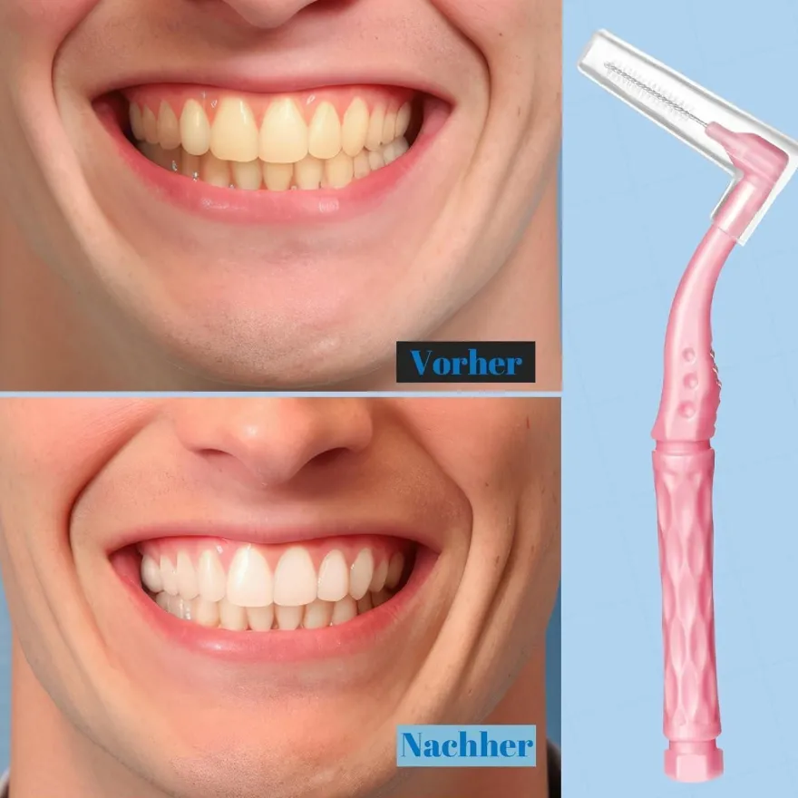 50 Interdentalbürsten L-Form in 5 Größen Rutschfester Griff für Zahnreinigung