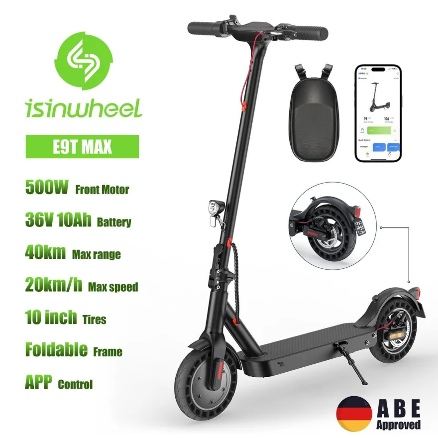 Isinwheel E9TMax Elektroroller 500W, Reichweite 40km, Straßenzertifizierung ABE