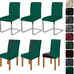 jabeick Elastische Stuhlhussen 6er Set für Esszimmer, Küche, Hotel - Pfau Blau