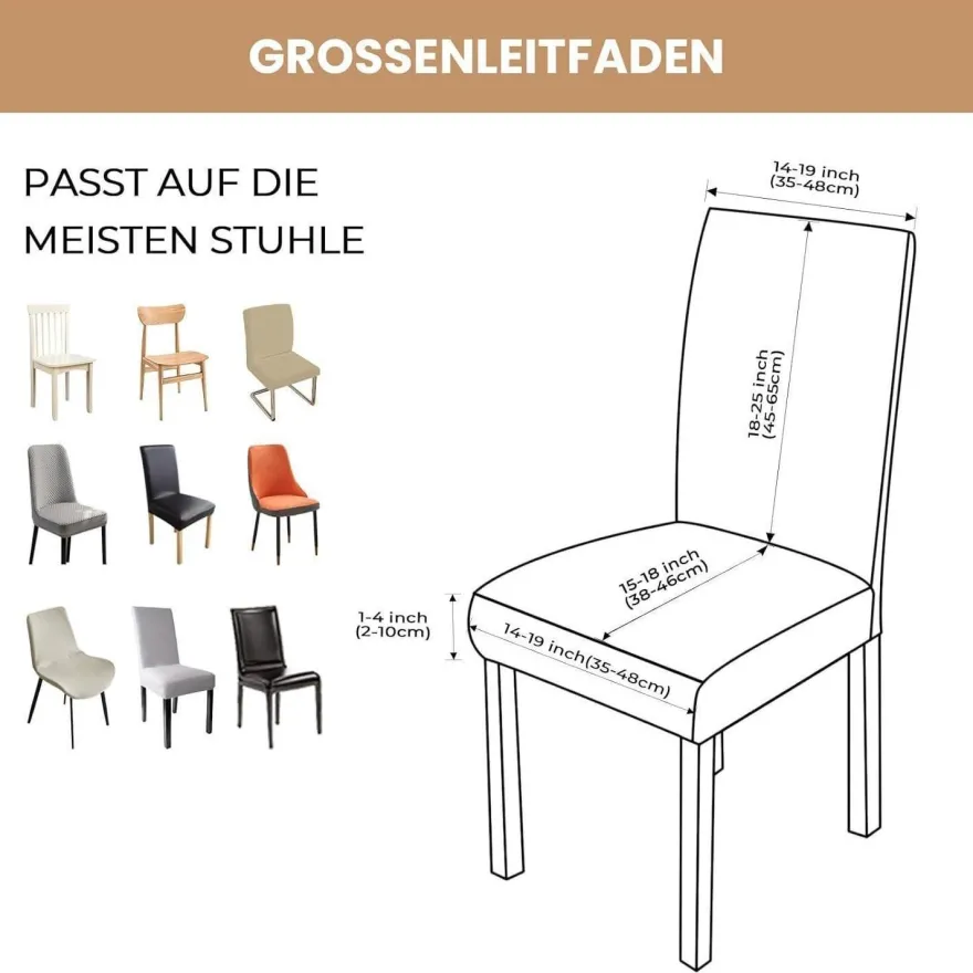 jabeick Elastische Stuhlhussen 6er Set für Esszimmer, Küche, Hotel - Pfau Blau