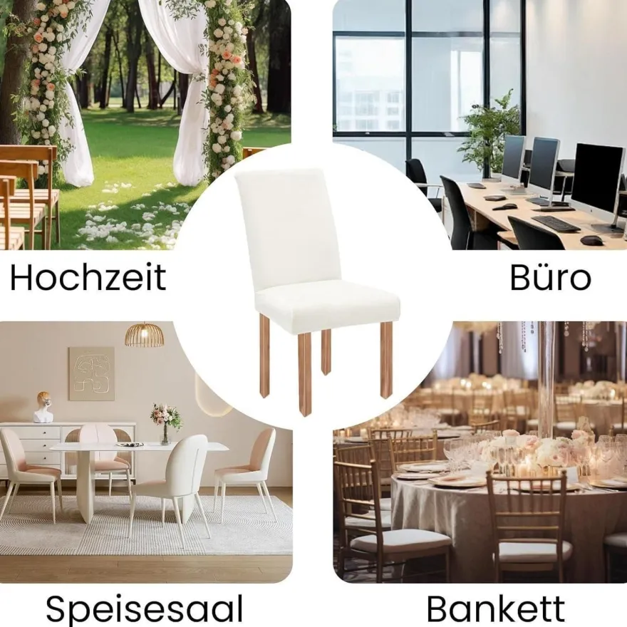jabeick Stuhlhussen Samt 6er Set, Universell Stretch Stuhlbezug Waschbar für
