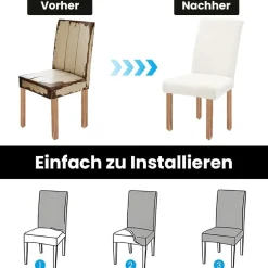 jabeick Stuhlhussen Samt 6er Set, Universell Stretch Stuhlbezug Waschbar für